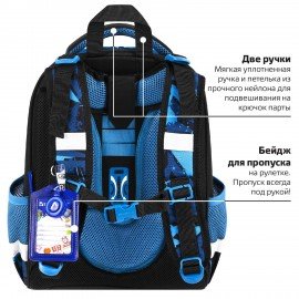 Ранец BRAUBERG PREMIUM, 2 отделения, с брелоком, "Night race", 3D-панель, 38х29х16 см, 272014