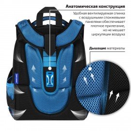 Ранец BRAUBERG PREMIUM, 2 отделения, с брелоком, "Night race", 3D-панель, 38х29х16 см, 272014