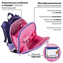 Ранец BRAUBERG PREMIUM, 2 отделения, с брелоком, "Anime cat", 38х29х16 см, 272017
