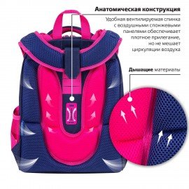 Ранец BRAUBERG PREMIUM, 2 отделения, с брелоком, "Cute fox", LED-ЛАМПОЧКИ, 38х29х16 см, 272019