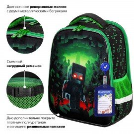 Ранец BRAUBERG FIT, 2 отделения, "Night warrior", 38х27х14 см, 272023