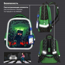 Ранец BRAUBERG FIT, 2 отделения, "Night warrior", 38х27х14 см, 272023