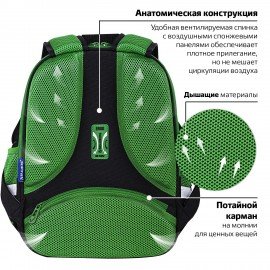 Ранец BRAUBERG FIT, 2 отделения, "Night warrior", 38х27х14 см, 272023