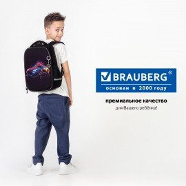 Ранец BRAUBERG LIGHT, 1 отделение, с брелоком, "Neon drift", 36х26х13 см, 272027