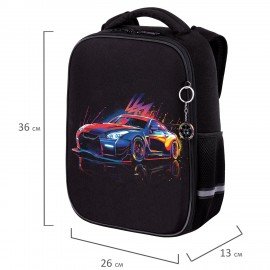 Ранец BRAUBERG LIGHT, 1 отделение, с брелоком, "Neon drift", 36х26х13 см, 272027