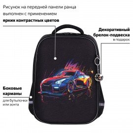 Ранец BRAUBERG LIGHT, 1 отделение, с брелоком, "Neon drift", 36х26х13 см, 272027