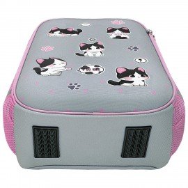 Ранец BRAUBERG LIGHT, 1 отделение, с брелоком, "Cat patches", плюшевые нашивки, 36х26х13 см, 272030