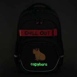 Рюкзак BRAUBERG MOTION, 2 отделения, 3 кармана, "Calm capy", СВЕТЯЩИЙСЯ, 41х28х17 см, 272032