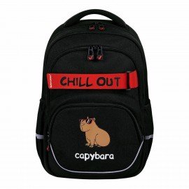 Рюкзак BRAUBERG MOTION, 2 отделения, 3 кармана, "Calm capy", СВЕТЯЩИЙСЯ, 41х28х17 см, 272032