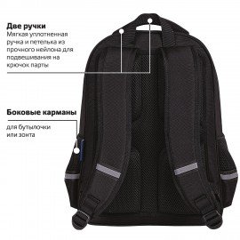 Рюкзак BRAUBERG SOFT, 2 отделения, 3 кармана, "Lettering", СВЕТЯЩИЙСЯ, 40х31х15 см, 272034