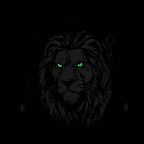 Ранец BRAUBERG SHINY, 2 отделения, с брелком, "Savage lion", светящийся рисунок, 38х28х14 см, 272039