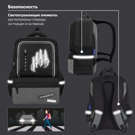 Рюкзак BRAUBERG STAR, 1 отделение, 5 карманов, "Claws", черный, 40x29x13 см, 272061