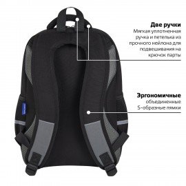 Рюкзак BRAUBERG STAR, 1 отделение, 5 карманов, "Claws", черный, 40x29x13 см, 272061