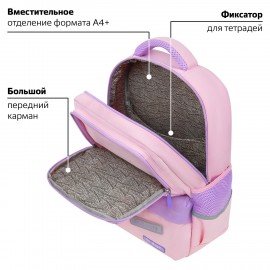 Рюкзак BRAUBERG STAR, 1 отделение, 5 карманов, "Capybara", розовый, 40x29x13 см, 272062