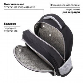 Рюкзак BRAUBERG SNAP, 2 отделения, 3 кармана, "Original black", 39х28х16 см, 272066