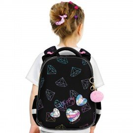 Ранец BRAUBERG LUMINOUS, 2 отделения, с брелоком, "Diamonds", СВЕТЯЩИЙСЯ РИСУНОК, 38х29х16 см, 272070