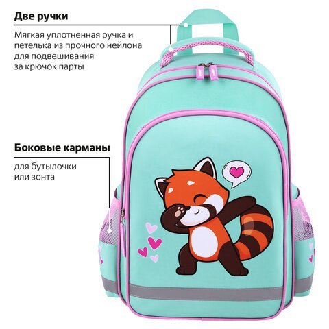 Рюкзак ПИФАГОР SCHOOL, 1 отделение, 3 кармана, "Red panda", 38x28х14 см, 272083