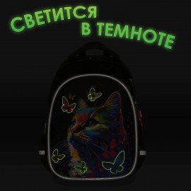 Рюкзак BRAUBERG OPTIMA, 2 отделения, с брелоком, "Butterfly catcher", СВЕТЯЩИЙСЯ, 36х27х18 см, 272097