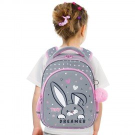 Рюкзак BRAUBERG OPTIMA, 2 отделения, с брелоком, "Curious bunny", 36х27х18 см, 272098