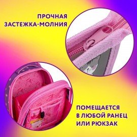 Папка для тетрадей ЮНЛАНДИЯ А4, 1 отделение, пластик, на молнии, "Sweet whiskers", 272137