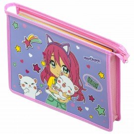 Папка для тетрадей ЮНЛАНДИЯ А4, 1 отделение, пластик, на молнии, "Anime hugs", 272138