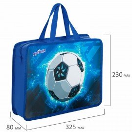 Папка на молнии с ручками ЮНЛАНДИЯ А4, 1 отделение, пластик, 80 мм, "Football", 272158