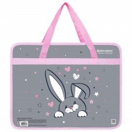 Папка на молнии с ручками BRAUBERG А4, 1 отделение, пластик, 80 мм, "Curious bunny", 272164