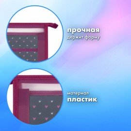 Папка для труда на молнии BRAUBERG А4, 2 отделения, органайзер, "Shining heart", 272210