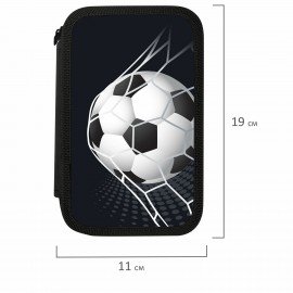 Пенал ПИФАГОР, 3 отделения, ламинированный картон, 19х11 см, "Ball kick", 272253