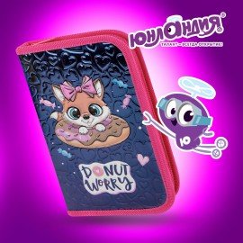 Пенал ЮНЛАНДИЯ, 1 отделение, металлизированный картон, конгрев, 19х11 см, "Donut worry", 272281