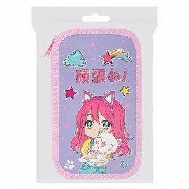 Пенал ЮНЛАНДИЯ, 2 отделения, ламинированный картон, конгрев, 19х11 см, "Anime hugs", 272293