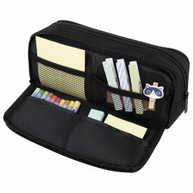 Пенал-органайзер BRAUBERG, 2 откидные планки, полиэстер, 23x9х7 см, "Total black", 272317
