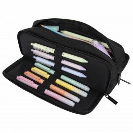 Пенал-органайзер BRAUBERG, 2 откидные планки, полиэстер, 23x9х7 см, "Total black", 272317