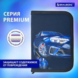 Пенал BRAUBERG, 1 отделение, 1 откидная планка, полиэстер, 21х14 см, "Super car", 272325