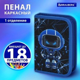 Пенал BRAUBERG, 1 отделение, полиэстер, 21х14 см, "Evil robot", 272328