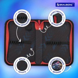 Пенал BRAUBERG, 1 отделение, полиэстер, 21х14 см, "Neon drift", 272329