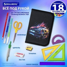 Пенал BRAUBERG, 1 отделение, полиэстер, 21х14 см, "Neon drift", 272329