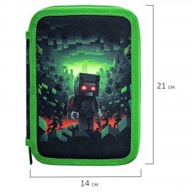 Пенал BRAUBERG, 3 отделения, полиэстер, 21х14 см, "Night warrior", 272333