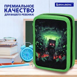 Пенал BRAUBERG, 3 отделения, полиэстер, 21х14 см, "Night warrior", 272333