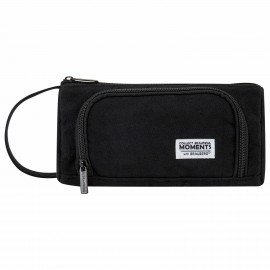 Пенал-косметичка BRAUBERG с ручкой, 1 откидная планка, полиэстер, 22x10х8 см, Black, 272339