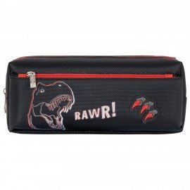 Пенал мягкий ЮНЛАНДИЯ, 2 отделения, полиэстер, "Roar", черный, 21х9х6 см, 272347