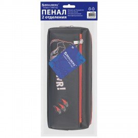 Пенал мягкий ЮНЛАНДИЯ, 2 отделения, полиэстер, "Roar", черный, 21х9х6 см, 272347