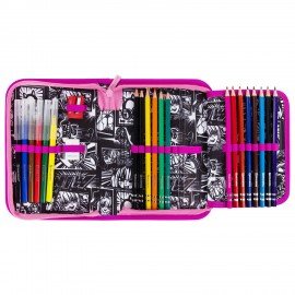 Пенал BRAUBERG с наполнением, 1 отделение, 1 откидная планка, 24 предмета, 21х14 см, "Anime movie", 272349