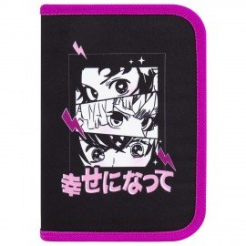 Пенал BRAUBERG с наполнением, 1 отделение, 1 откидная планка, 24 предмета, 21х14 см, "Anime movie", 272349