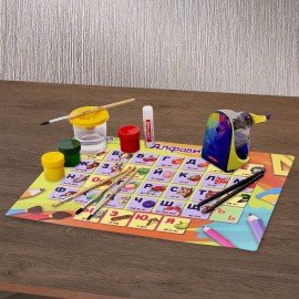 Настольное покрытие ЮНЛАНДИЯ, А3+, пластик, 46x33 см, "Алфавит", 272369