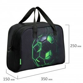 Сумка для занятий BRAUBERG KIDS с ручками, плечевой ремень, 35x25x15 см, "Green ball", 272377