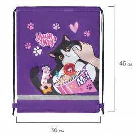 Мешок для обуви BRAUBERG KIDS, светоотражающая полоса, 46х36 см, "Sweet cheeks", 272390