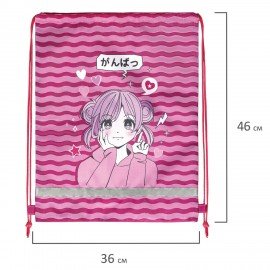 Мешок для обуви BRAUBERG KIDS, светоотражающая полоса, 46х36 см, "Anime style", 272391