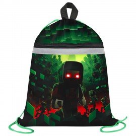 Мешок для обуви BRAUBERG, с петлей, светоотражающая полоса, 2 отделения, 46х36 см, Night warrior, 272396