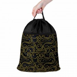 Мешок для обуви BRAUBERG БОЛЬШОЙ, с ручкой, карман на молнии, сетка, 49х41 см, "Smiles", 272403